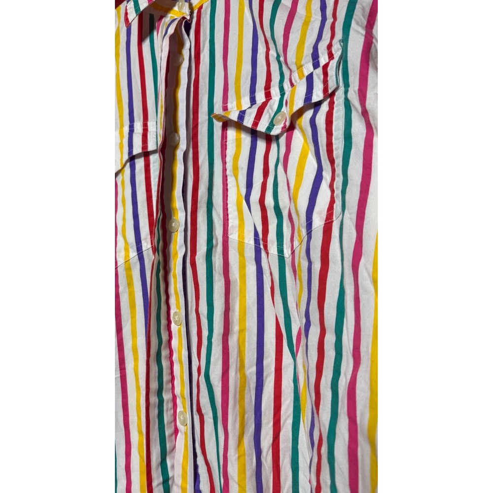 Vintage‎ Lee Women Large Rainbow Striped Button Down Shirt MultiColor Cotton - Picture 3 of 8